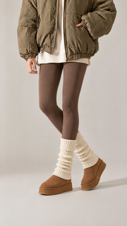 لگ وارمر بافت زنانه Coco&Hana رنگ کرم استخوانی فری سایز